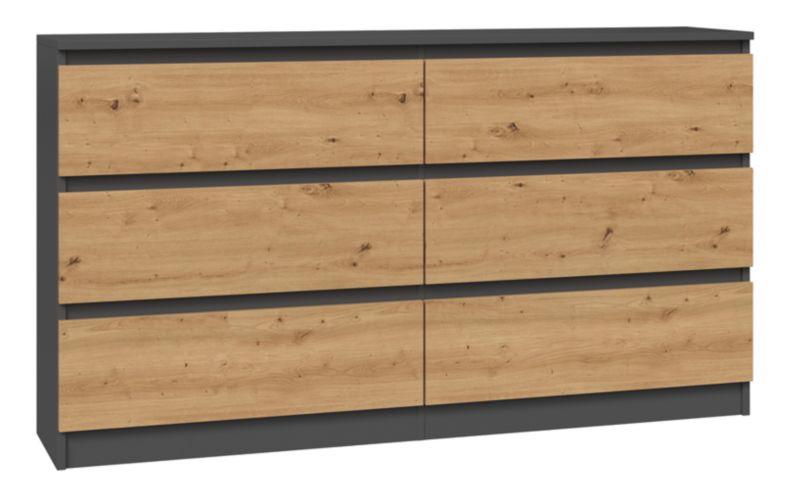 Komoda Topeshop Malwa M6 140 - Antracyt / Dąb Artisan 40x138x75 cm 1 szt.