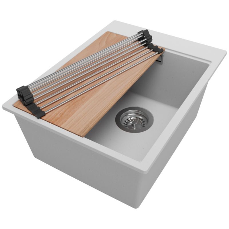 Zlewozmywak Oslo PRIMAGRAN Nablatowy 38x50cm do szafki od 40cm z Syfonem i Dodatkiem Szary 1 szt.