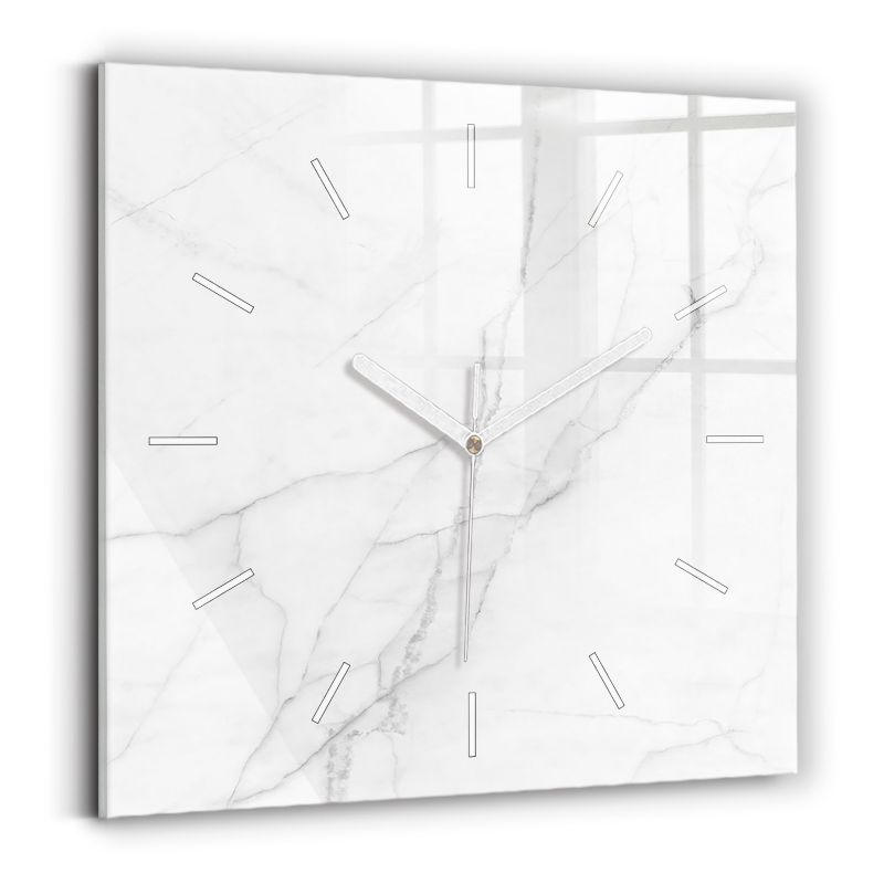 Zegar szklany białe wskazówki Wallfluent 30x30 cm Dekoracyjny marmur 1 szt.