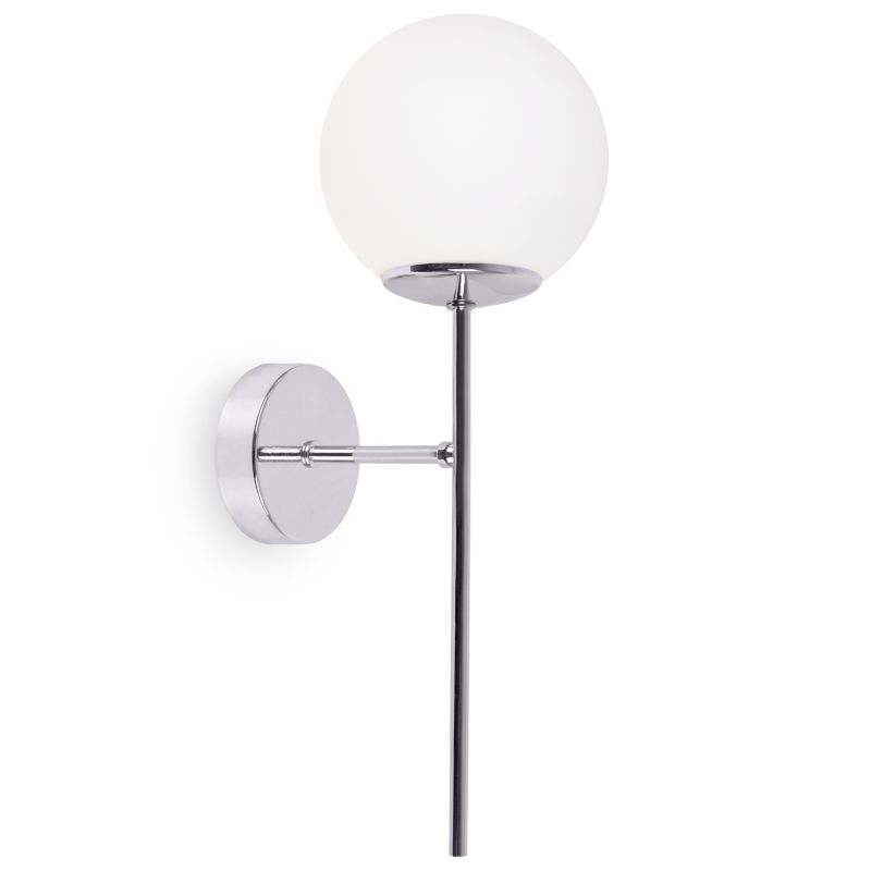 Lampa ścienna kinkiet Light Home LH Siena 1x E14 40W pionowy chrom klosz biały 1szt.
