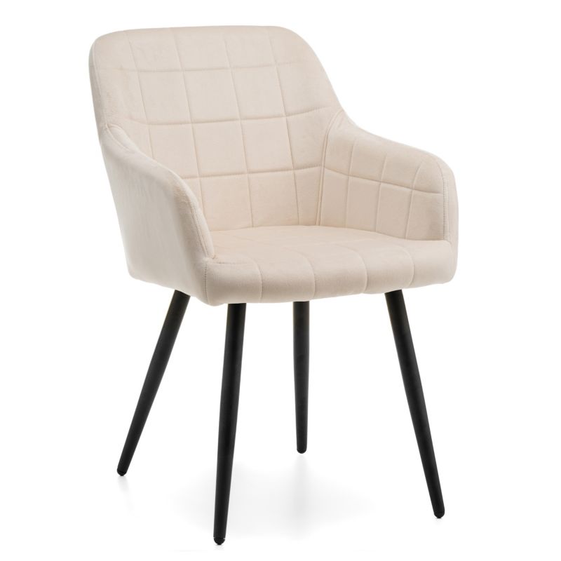 Krzesło tapicerowane New Home ORTE beżowe pikowane welurowe z podłokietnikami 1 szt.