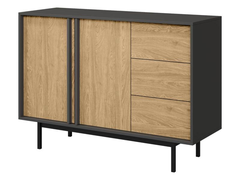 Komoda średnia MIRJAN 24 Alsy 7 antracyt + dąb olejowany 1 szt.