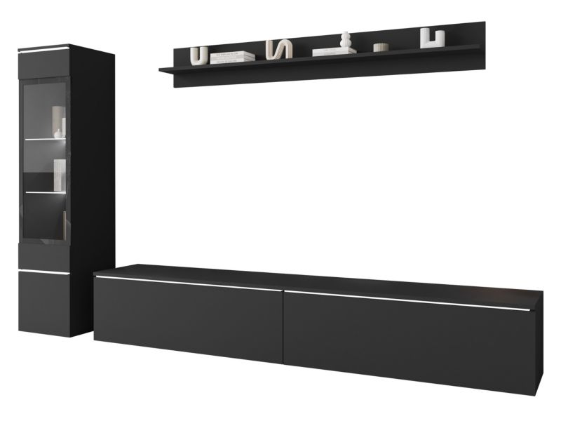 Meblościanka MIRJAN 24 Vera I z oświetleniem LED czarny grafit 1 kpl.