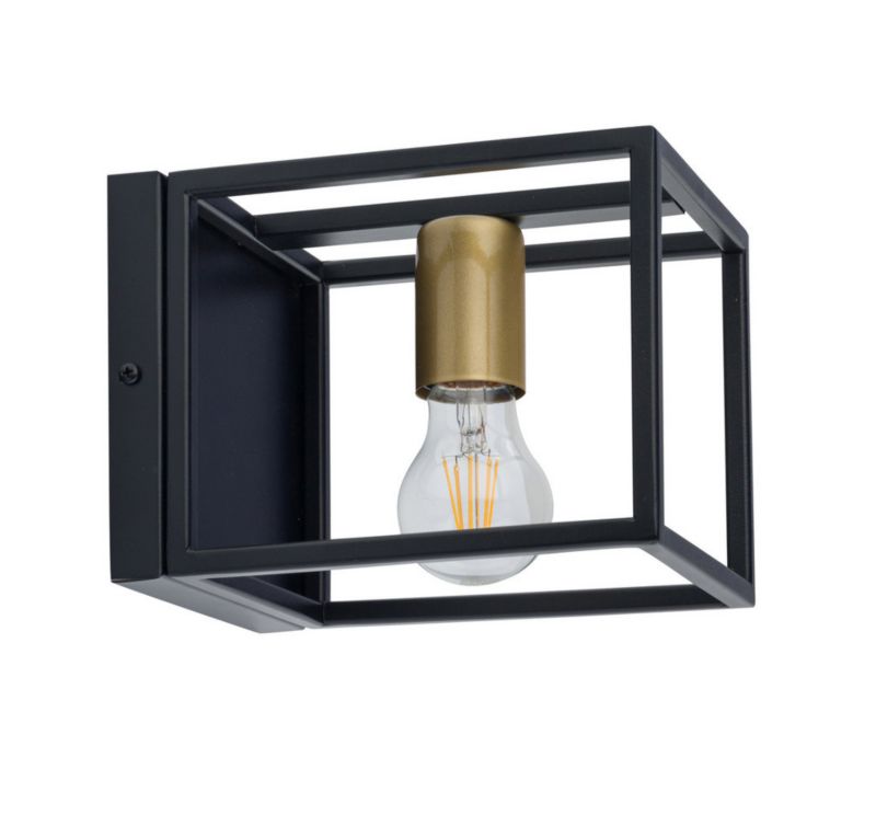 Kinkiet ścienny Sigma Lighting Vigo czarno-złoty 1 x E27 x IP20 wym: 15 x 15 x 21 cm - 1 szt.