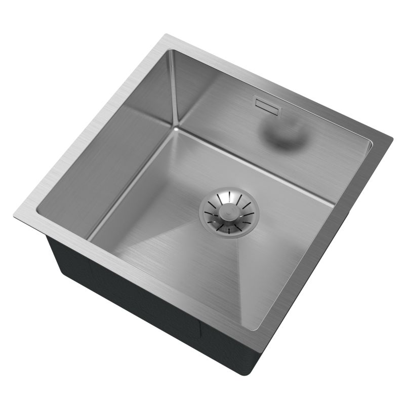 Zlewozmywak Stalowy Jednokomorowy Granitan Silvo44 Chrom Zestaw Zlew Kuchenny Syfon Lux 1 kpt.