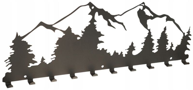 Wieszak Ścienny FEINZ Metalowy Na Ubrania 10 Haków Obraz Góry Czarny 60 Cm 1 Szt.