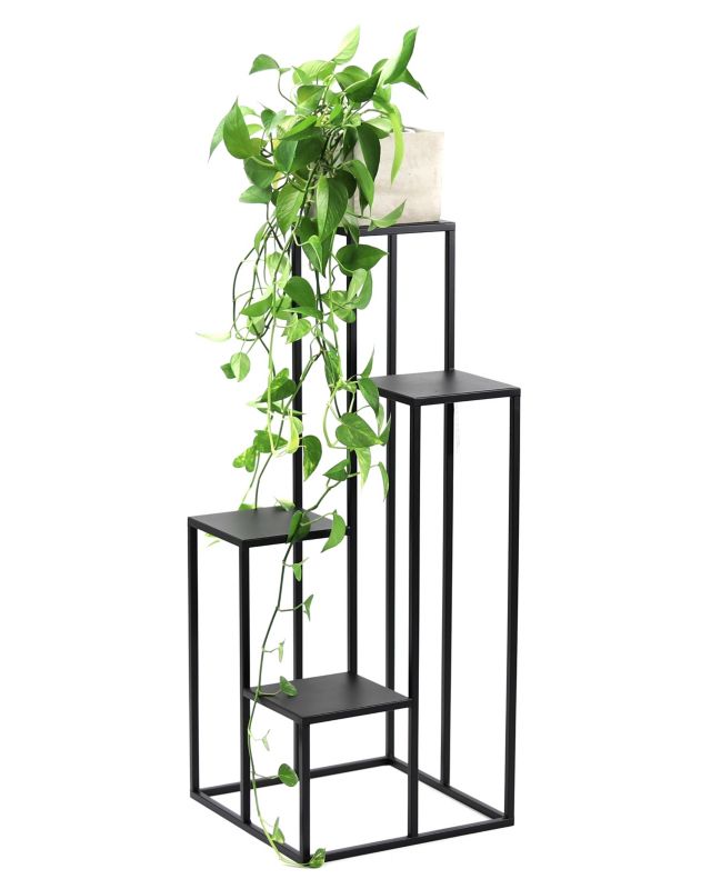 Kwietnik stojący JAKPOL stojak na 4 kwiaty Loft 88 cm metalowy czarny 1 szt.