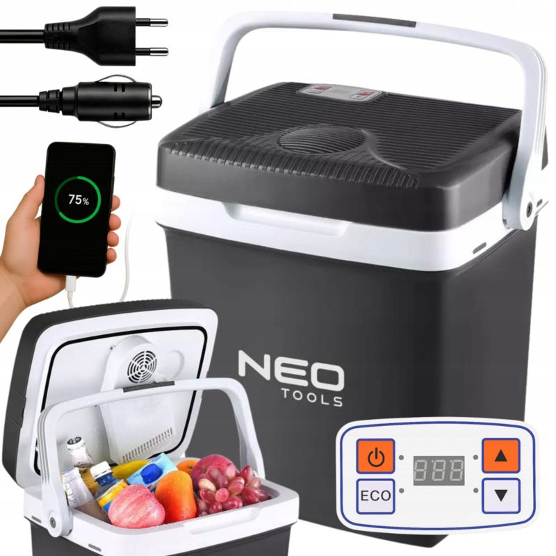 Lodówka turystyczna NEO TOOLS 12V 230V 26L grzanie i chłodzenie USB 1 szt