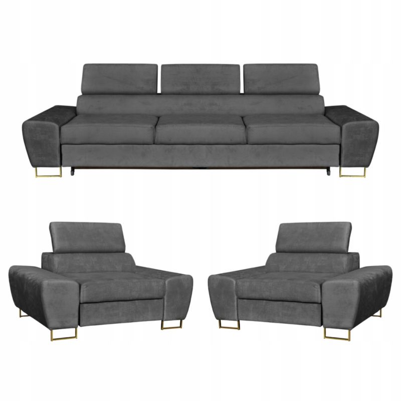 Zestaw mebli do salonu sofa i fotele Family Meble Bosso szare 1szt