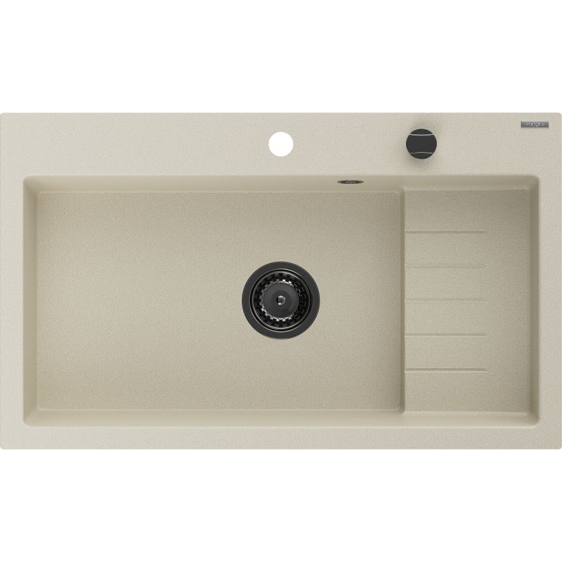 Zlewozmywak granitowy Mexen Omar 1-komorowy czarny nakrapiany 800x480 mm - 6520801005-76-G 1 szt.