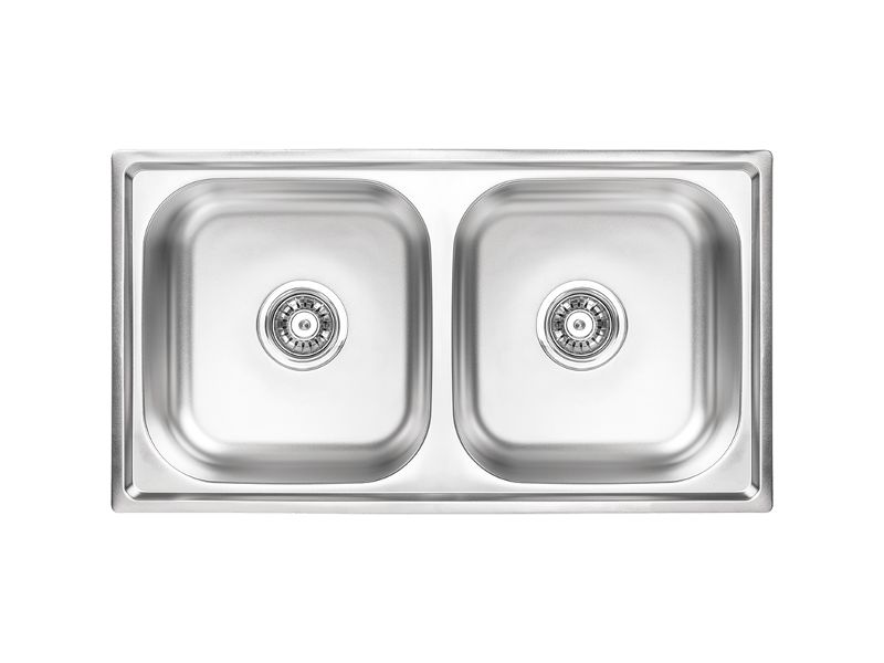 Zlewozmywak Dwukomorowy, Kuchinox, Inox, Standard, Stal, 43x78cm, z syfonem, 1szt