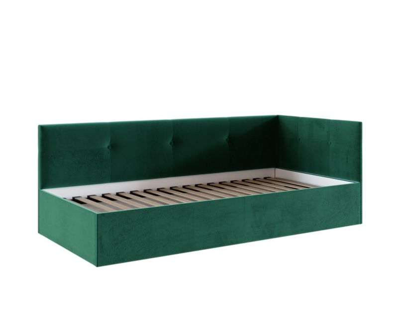 Łóżko młodzieżowe tapicerowane FDM FREDDY 90x200 ciemno zielone ze stelażem podnoszonym 1 szt.