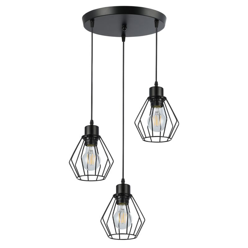 Lampa wisząca MasterLED Otto 3x LED E27 żyrandol oprawa loft 115cm IP20 czarna 1 szt.