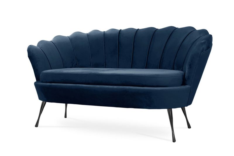 Sofa tapicerowana Bettso Muszelka na czarnej nodze wygodna w stylu glamour granatowy 1szt.