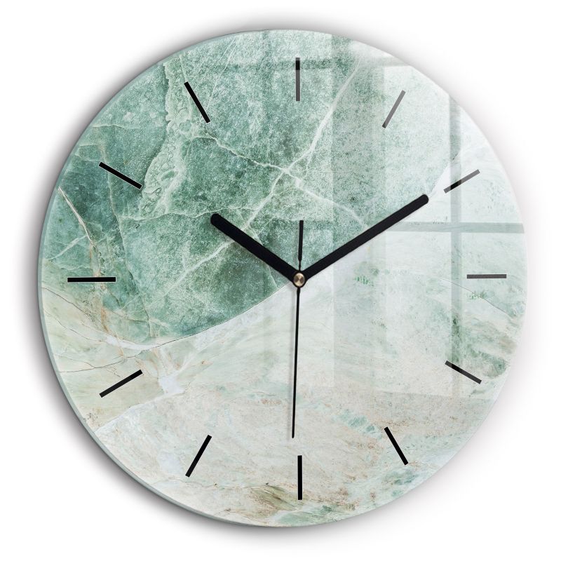 Zegar szklany czarne wskazówki Wallfluent fi60 cm Marmur Kamień Tekstura 1 szt.