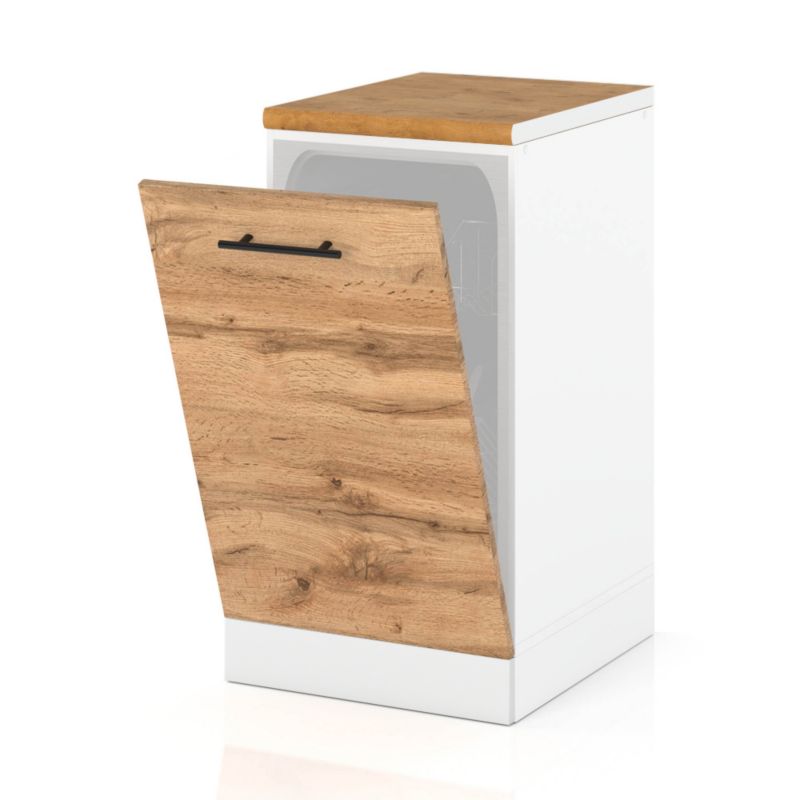 Szafka Kuchenna Hurtownia-Mebli Stojąca Do zmywarki ZM45 sPremium 45cm Biały Mat Dąb Wotan 45x52x85 cm 1szt.