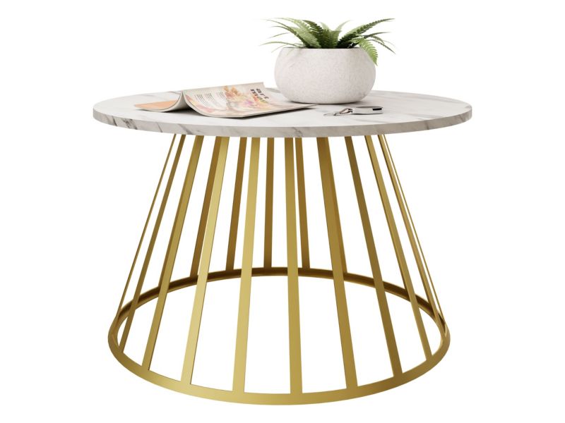Stolik kawowy na metalowej nodze MIRJAN 24 Mokod złoty/marmur bianco 1 szt.
