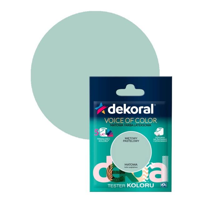 Tester farby kolorowej Dekoral Voice of Color miętowy pastelowy 0,05 l