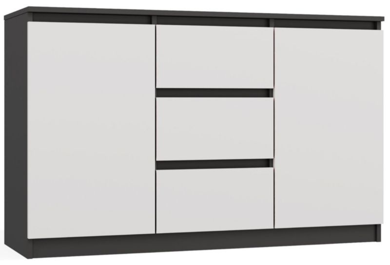 Komoda Topeshop 2D3S 120 DRZWI SZUFLADY ANTRACYT BIAŁY 120x70x40 cm 1 szt.