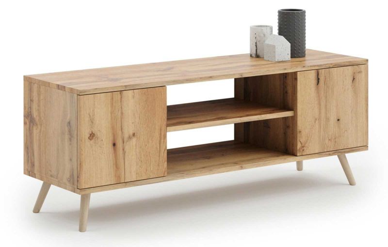 Szafka RTV Kobi 155 cm skandynawska dąb craft złoty 1 szt.