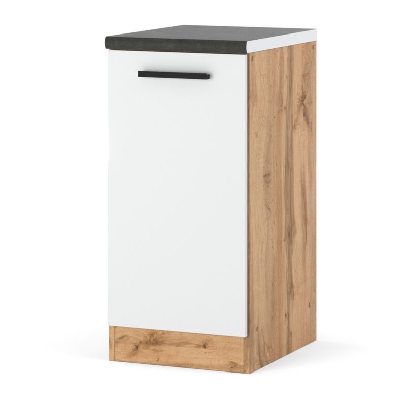 Szafka Kuchenna Hurtownia-Mebli Stojąca Blanka dolna D40 40cm Dąb Wotan Biały Mat 40x47x85 cm 1szt.