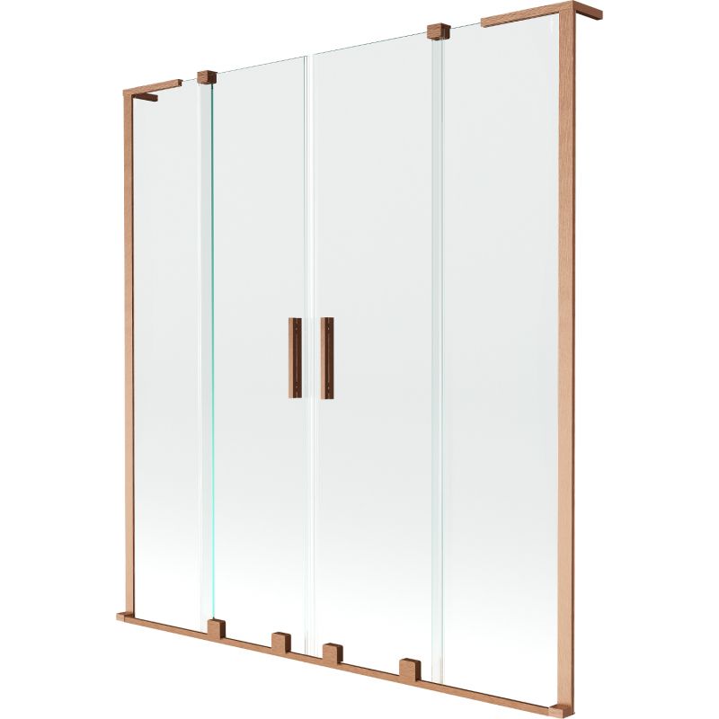 Parawan nawannowy 2-skrzydłowy Mexen Velar L transparent miedź szczotkowana 150x150 cm 1 szt.