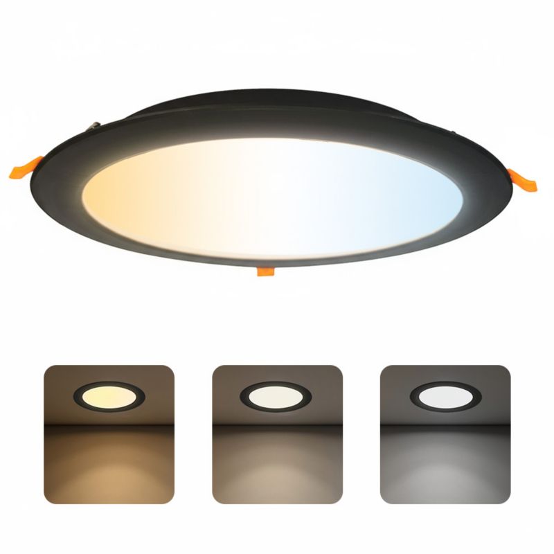 Oprawa podtynkowa HOROZ downlight LED, 30W, 3000lm, IP20, CCT, okrągła, czarna, ALEXIS 1 szt