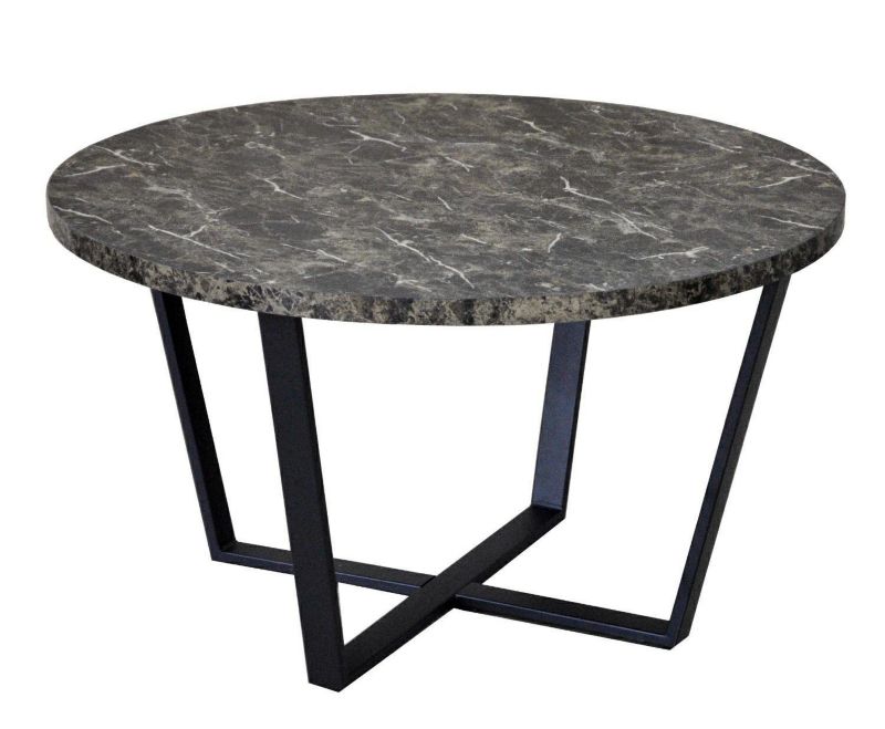 Stół okrągły do jadalni Amble ACTONA glamour brązowy czarna metalowa podstawa 110 cm 1 szt.