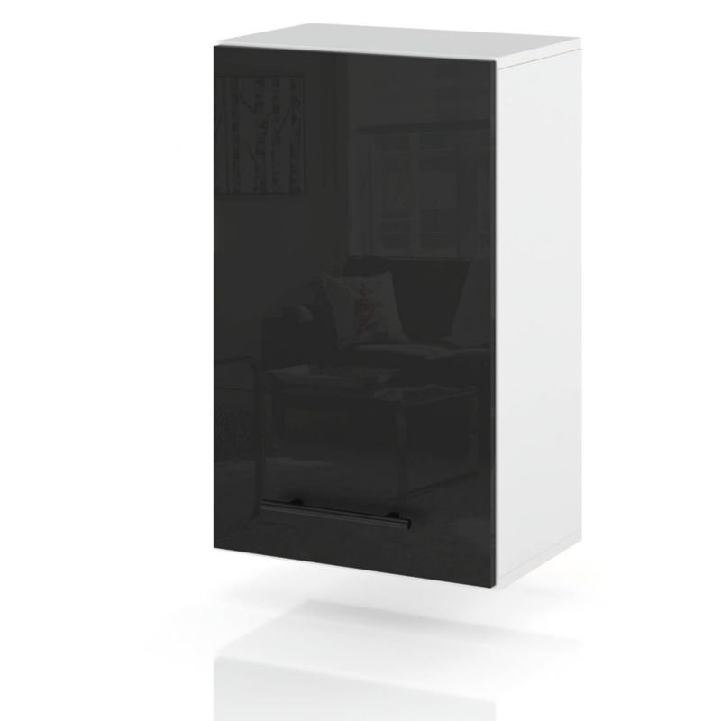 Szafka Kuchenna Hurtownia-Mebli Wisząca W40 sPremium 40cm Biały Mat Czarny Połysk 40x32x72 cm 1szt.