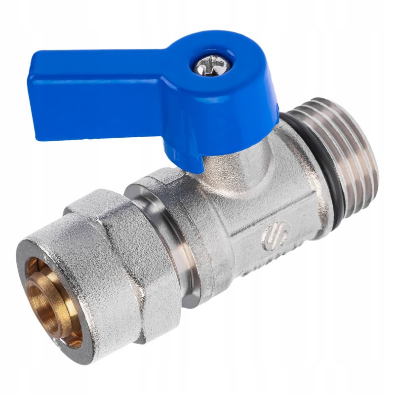 Zawór Arco kulowy DN15 12.7 mm x 16 mm ze złączką na PEX 16x2 niebieski motylek do rur wielowarstwowych 1 szt.