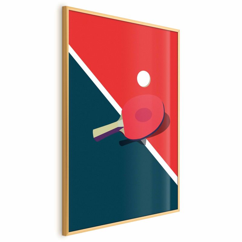 Plakat Artgeist Tenis stołowy 60x90 cm z ramą złotą 1 szt