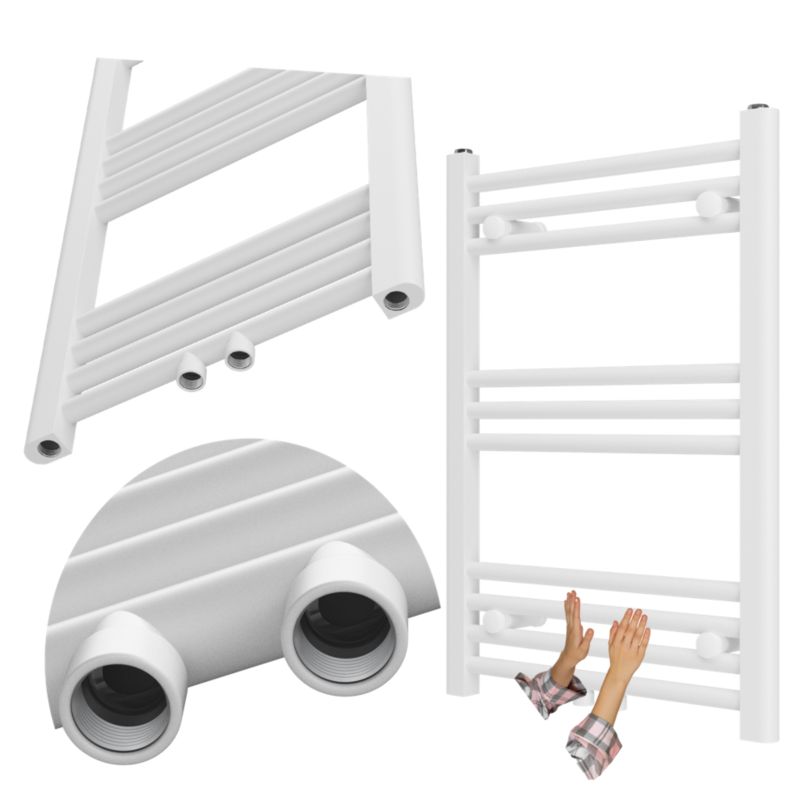 Grzejnik Łazienkowy Granitan Raven 70/50cm Biały Kaloryfer Drabinkowy 1kpl.