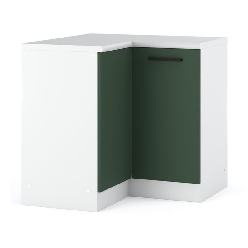 Szafka Kuchenna Hurtownia-Mebli Stojąca Narożna Blanka dolna narożna 90cm Biały Mat Butelkowa Zieleń 90x47x85 cm 1szt.