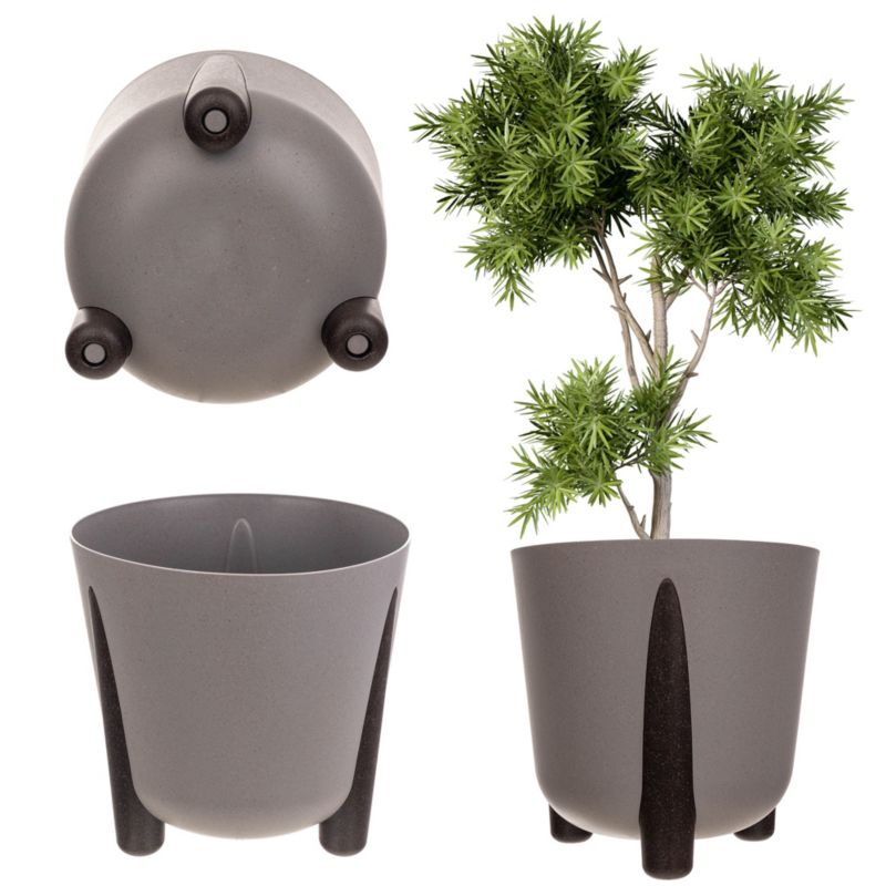 Doniczka KADAX Donica Na Kwiaty Eco Osłonka Nóżki Z Wkładem 26cm szara 1szt.