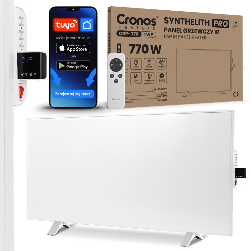 Grzejnik Na Podczerwień IR Promiennik Cronos Synthelith 770W WIFI Tuya + Termostat 1szt