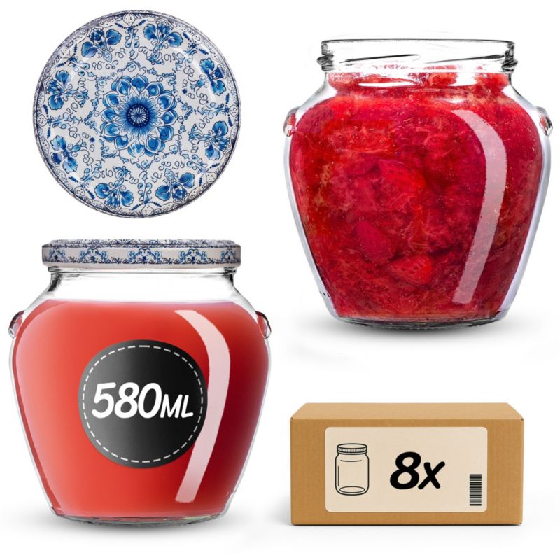 Słoiki na przetwory 580ml + wieczka "Porcelana" 82mm 8szt.
