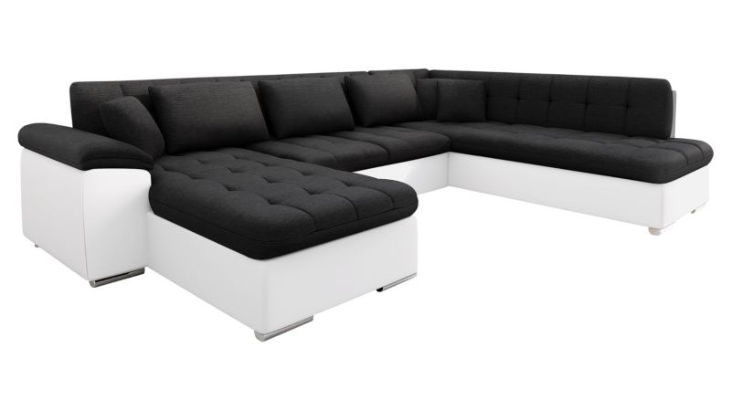 Narożnik z funkcją spania MIRJAN 24 Niko lewy biała ekoskóra + grafitowa plecionka 1 szt.