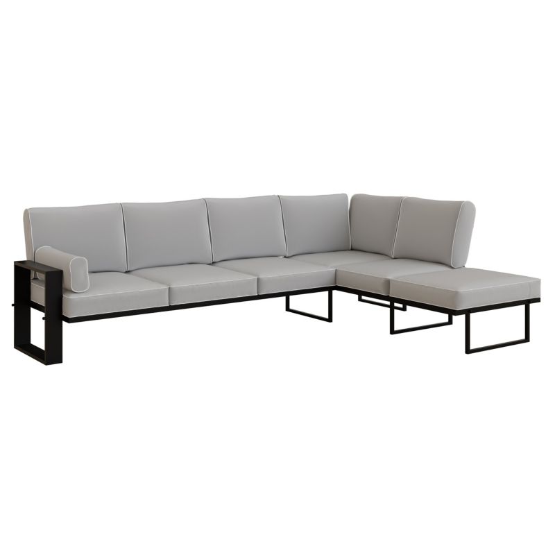 Narożnik ogrodowy Bettso Garten duży na czarnych nogach jasnoszary 1szt.