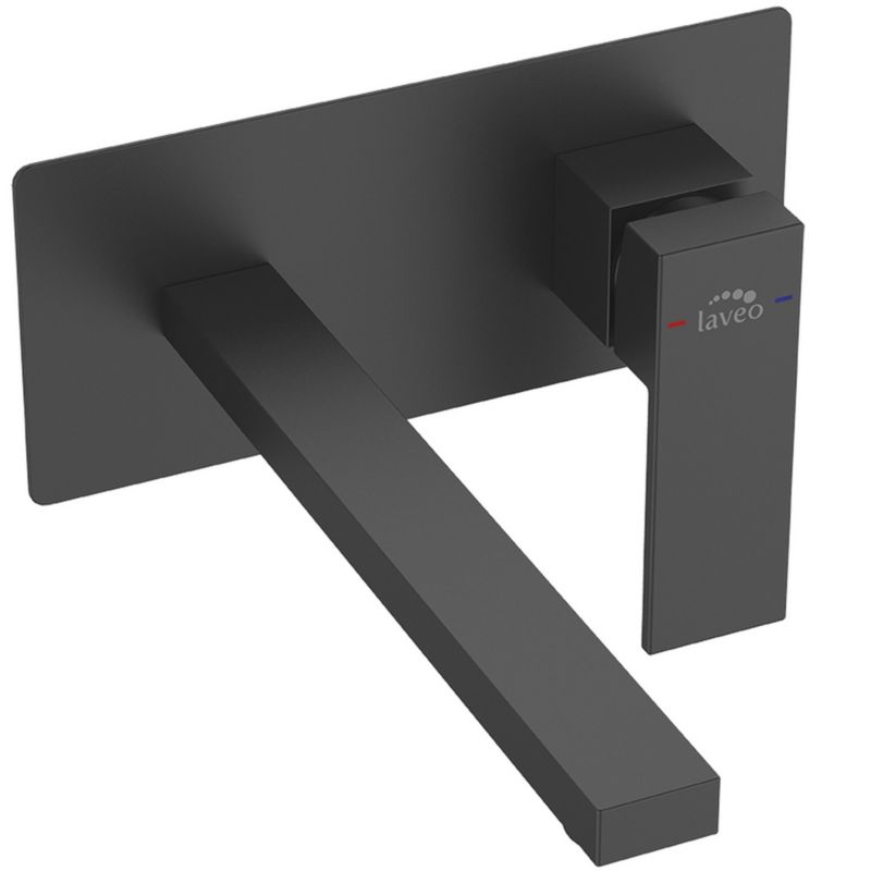 Bateria umywalkowa Laveo Kvadrato podtynkowa czarna, jednouchwytowa, klik-klak, 1 szt.