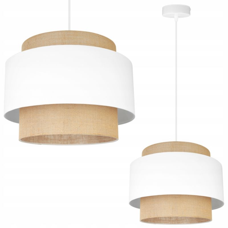 Lampa sufitowa wisząca Light Home LH Boho 1x E27 60W klosz 35cm biały/biały 1szt.