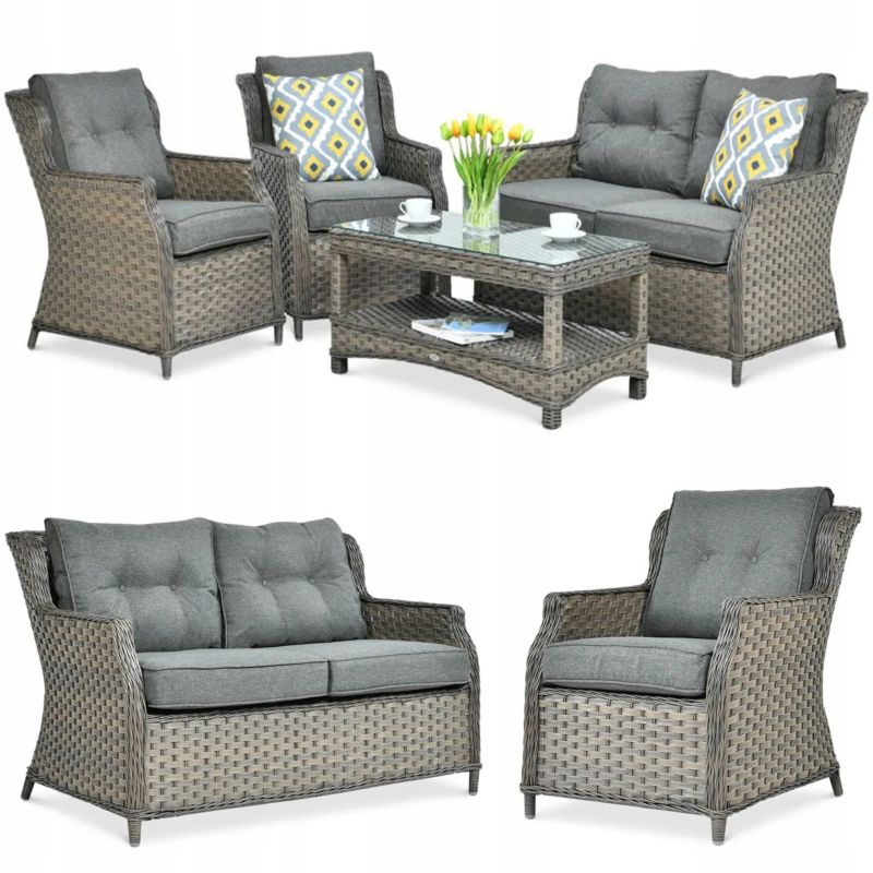 Zestaw Mebli Ogrodowych Focus Garden Wypoczynkowych 2x Fotel Technorattan Trivento Na Taras Sofa 1 szt