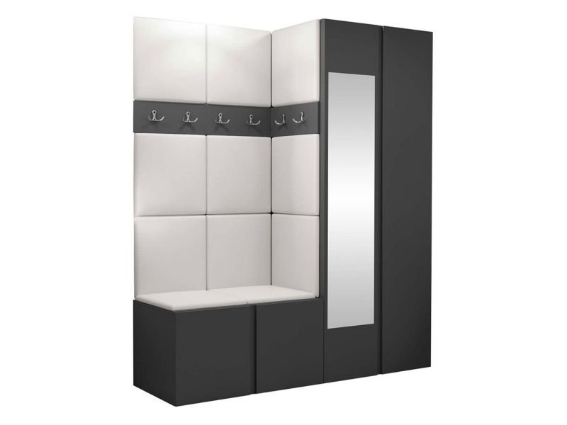 Garderoba MIRJAN 24 Orion XII grafit + biała ekoskóra 1 kpl.