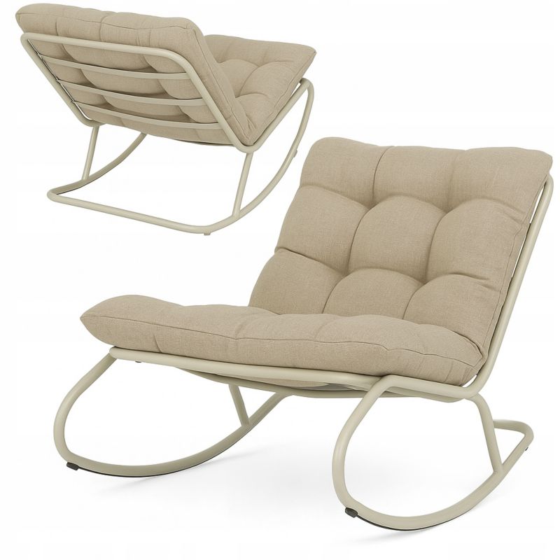 Fotel Ogrodowy Focus Garden Bujany Agava z Poduszką na Taras Balkon do 120kg beżowy 1 szt