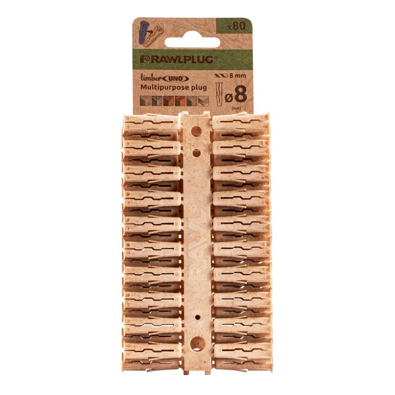 Kołek uniwersalny Rawlplug Timber Uno z drewna 8 x 32 mm 80 szt.