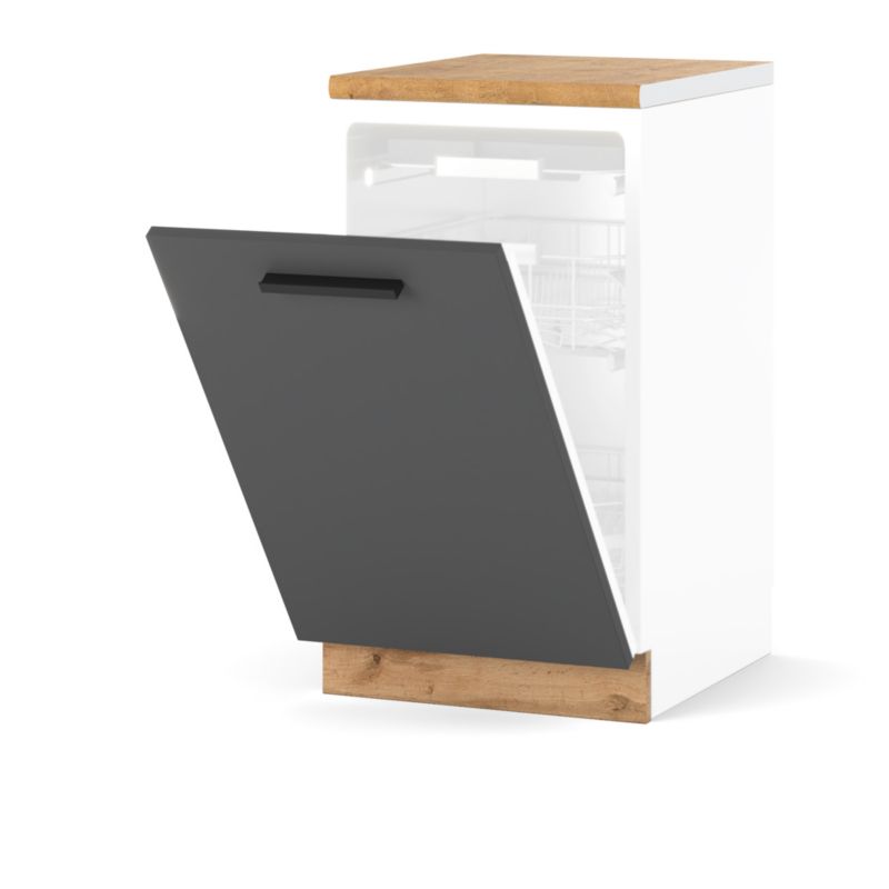 Szafka Kuchenna Hurtownia-Mebli Stojąca Do zmywarki Blanka dolna ZM45 45cm Dąb Wotan Szary Mat 45x47x85 cm 1szt.