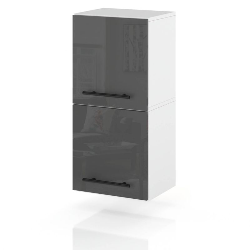 Szafka Kuchenna Hurtownia-Mebli Wisząca Klapowa W30K sPremium 30cm Biały Mat Szary Połysk 30x32x72 cm 1szt.