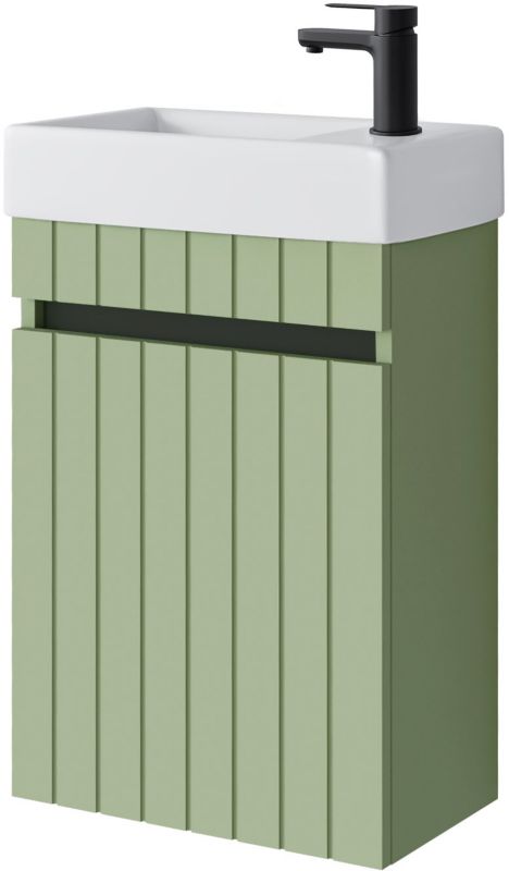 Zestaw umywalka z szafką Uptrend Miseno, szałwia mat, 40 cm, soft-close, 1 szt.