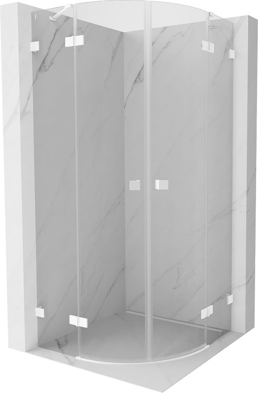Kabina prysznicowa Mexen Lunar półokrągła uchylna 100 x 100 cm transparent biała 1 szt.