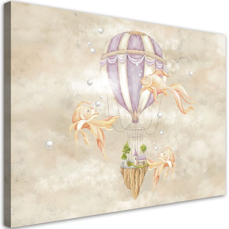 Obraz do pokoju dziecka Feeby Balon Ryby Beżowy 120x80cm 1szt