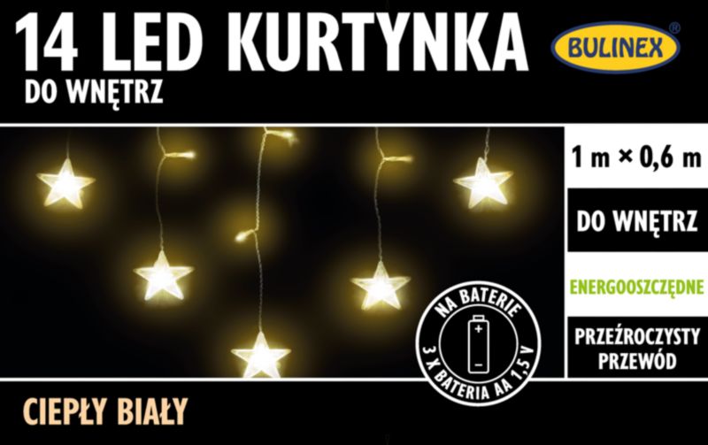 Kurtynka LED Bulinex 14 lampek 1 m na baterie wewnętrzna ciepła biała